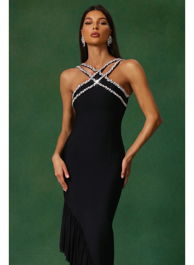 Bella Barnett  Nialla Sleeveless Diamond Flounce Bandage Maxi Dress for Women | Best Price UAE